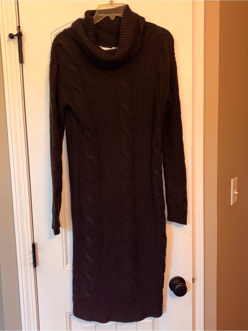 Kaktus Gray Knit Turtleneck Midi Dress